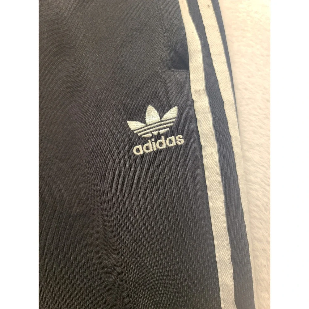 Adidas Originals Mens Black White Stripe Track Pants Joggers Medium Trefoil Logo